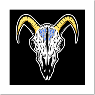 Rams Skull Illustration Mascot Blue Jewel Logo Posters and Art